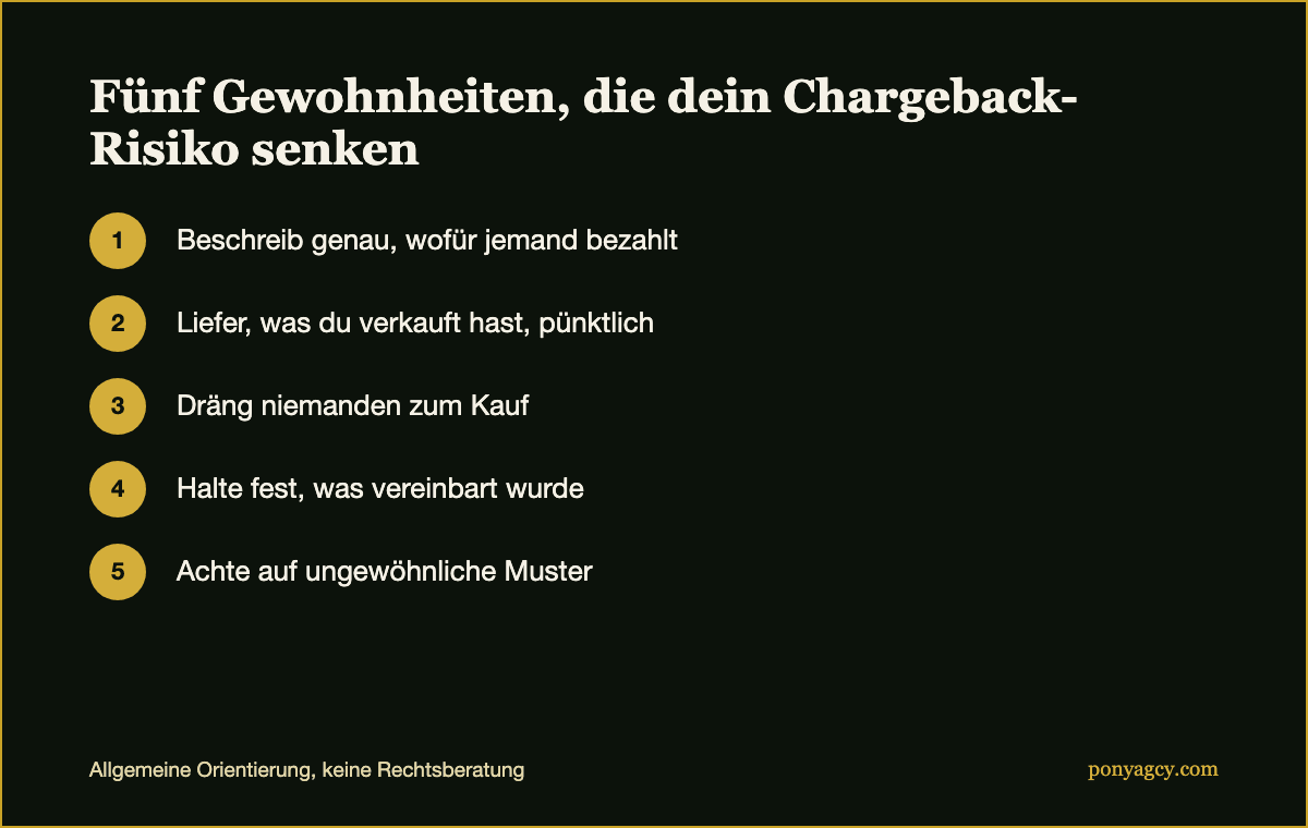 Checkliste: fünf Gewohnheiten, die dein Chargeback-Risiko senken