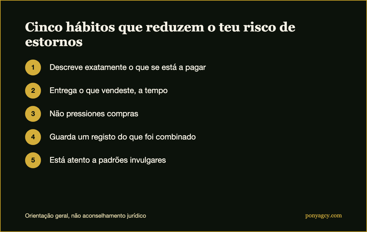 Lista: cinco hábitos que reduzem o teu risco de estornos