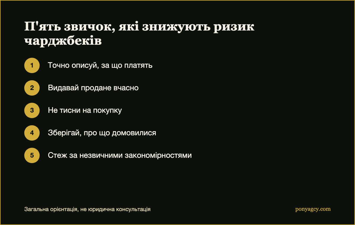 Чек-лист: п'ять звичок, які знижують ризик чарджбеків