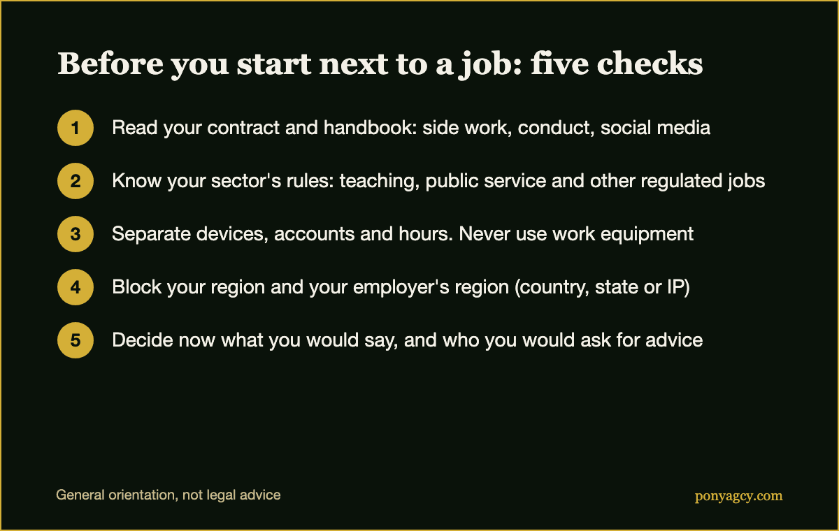 Checklist: five checks before you start OnlyFans next to a job