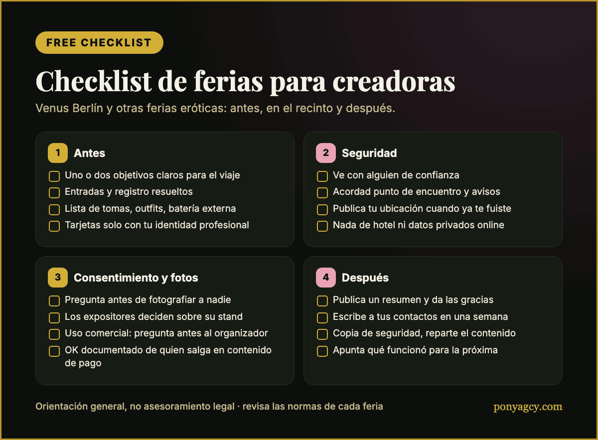 Checklist Free: cómo prepararte para una feria erótica como creadora