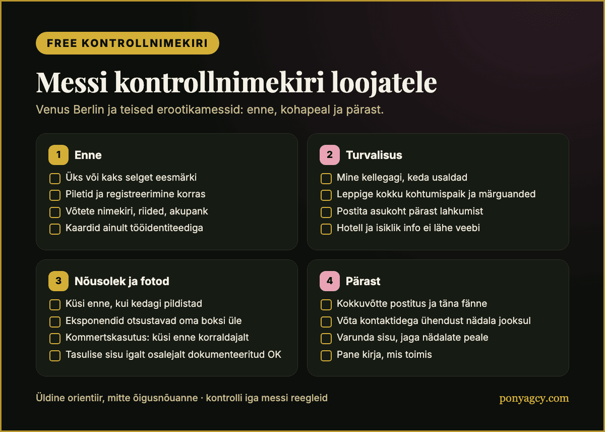 Free kontrollnimekiri: kuidas loojana erootikamessiks valmistuda