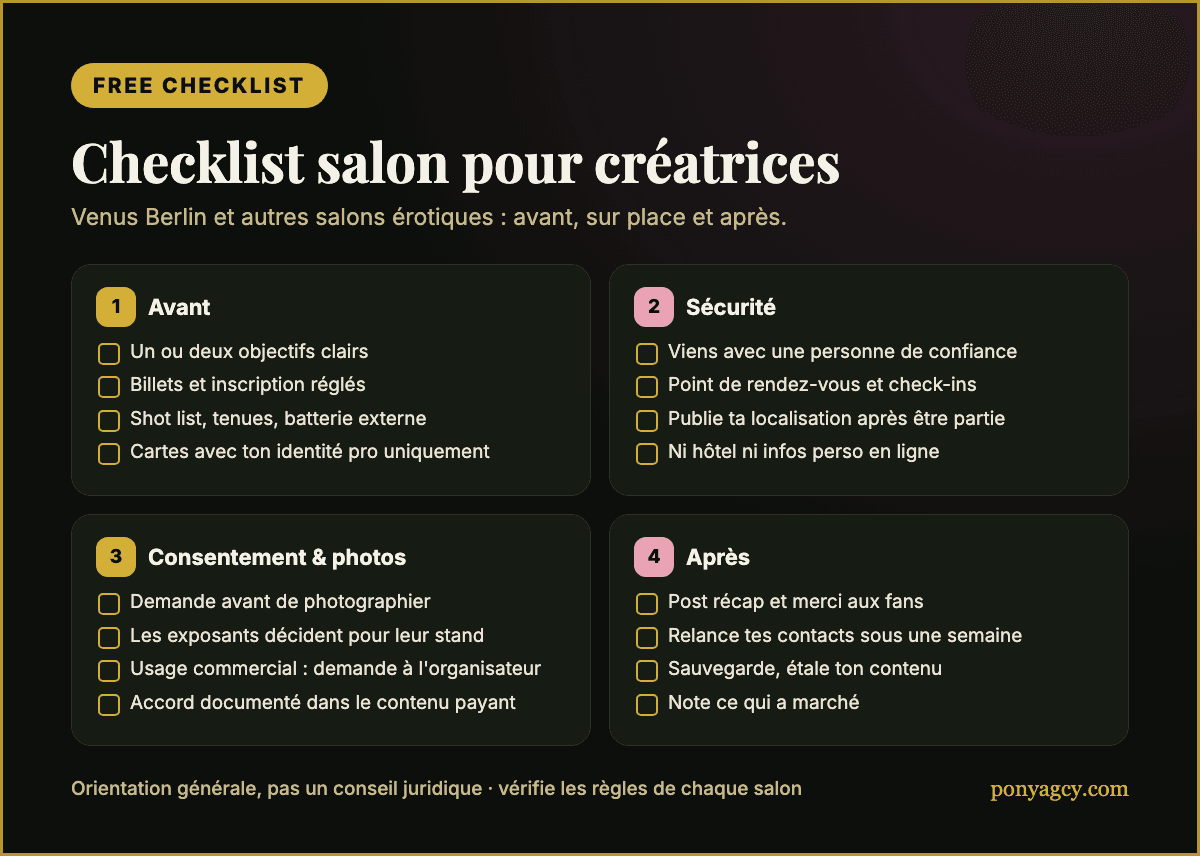 Checklist Free : préparer un salon érotique en tant que créatrice