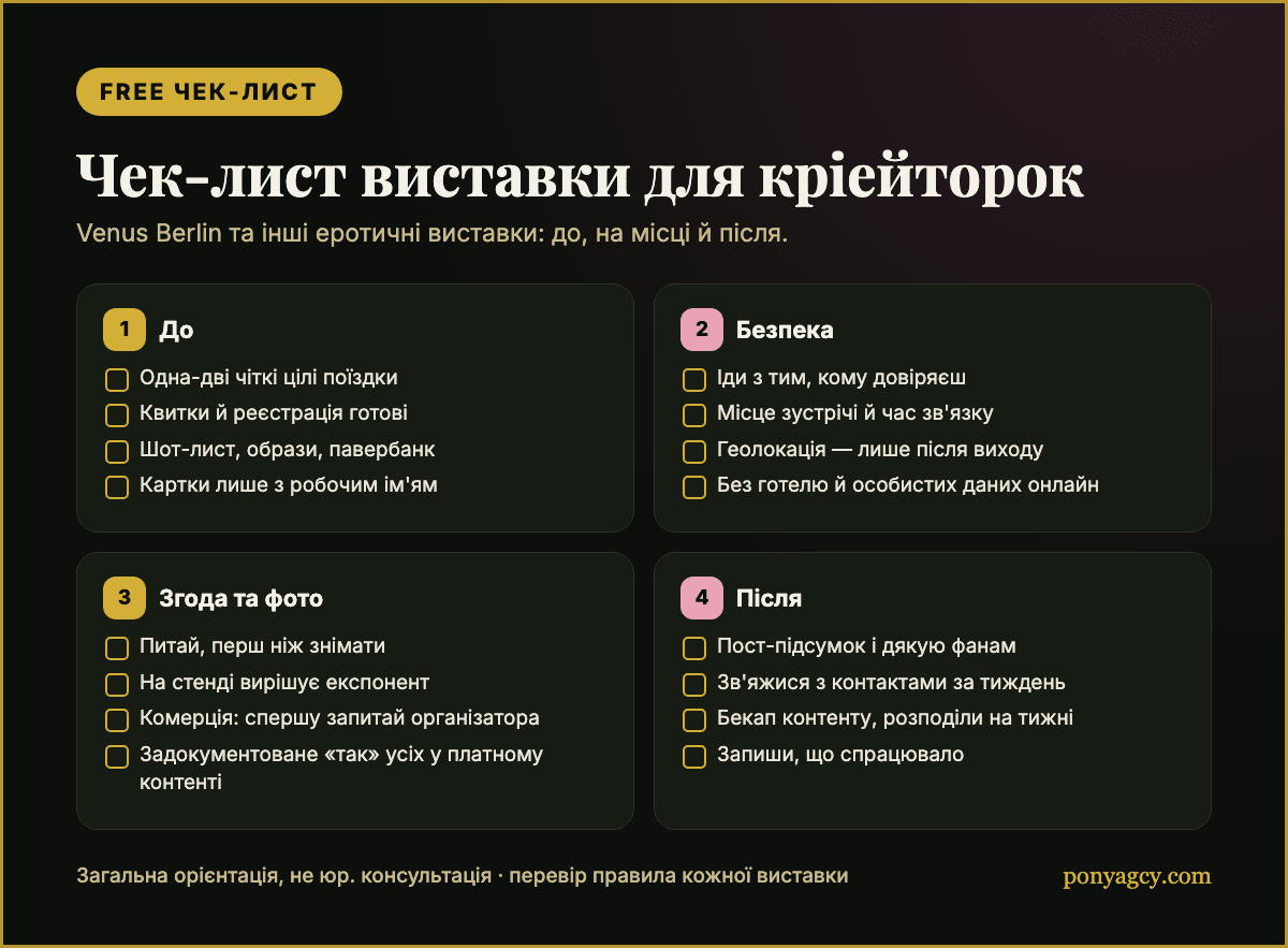 Free чек-лист: як кріейторці підготуватися до еротичної виставки
