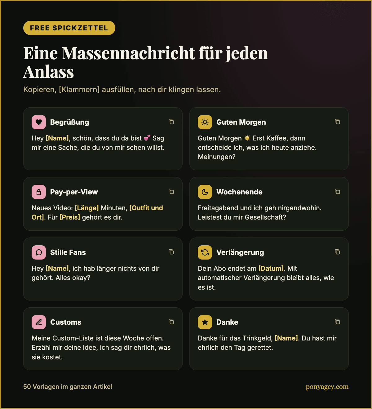 Free Spickzettel: eine Massennachricht für jeden Anlass
