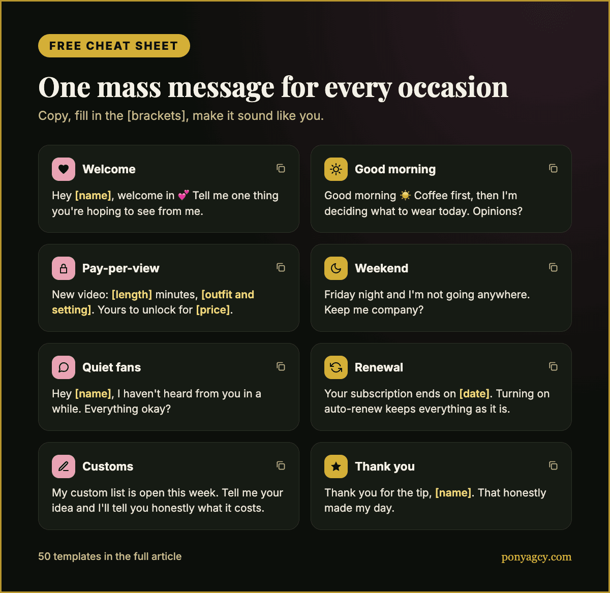Free cheat sheet: one mass message for every occasion