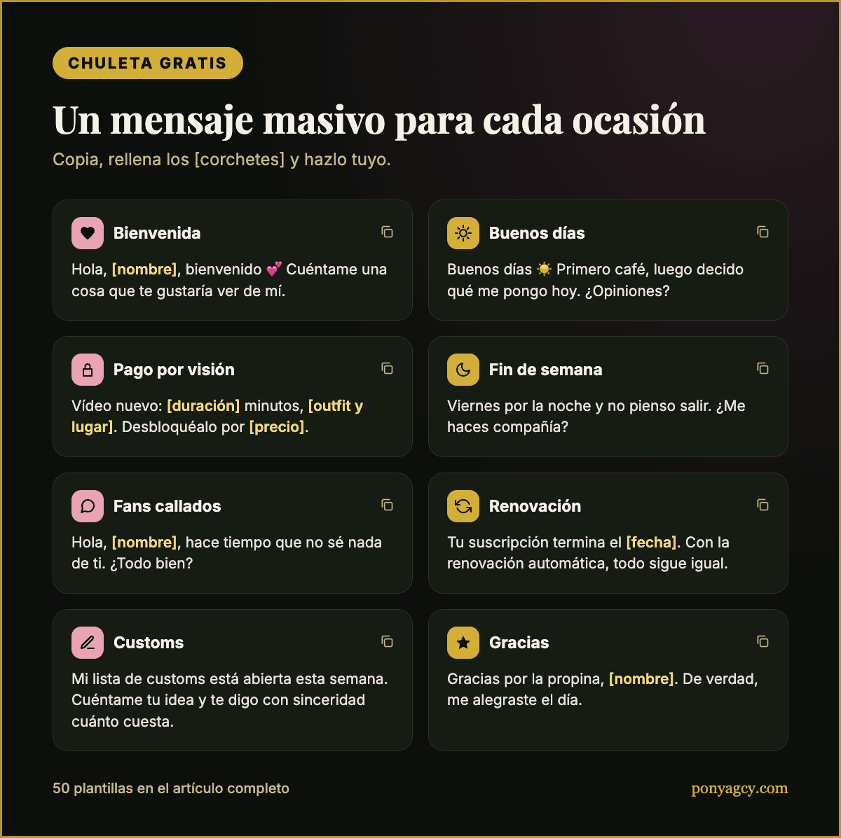 Chuleta gratis: un mensaje masivo para cada ocasión