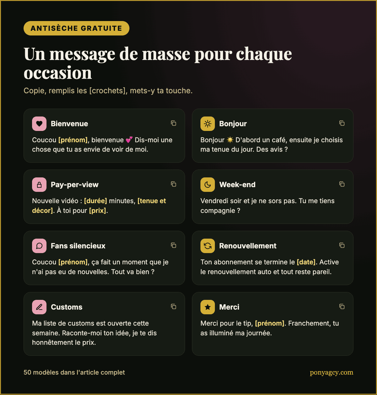 Free antisèche : un message de masse pour chaque occasion