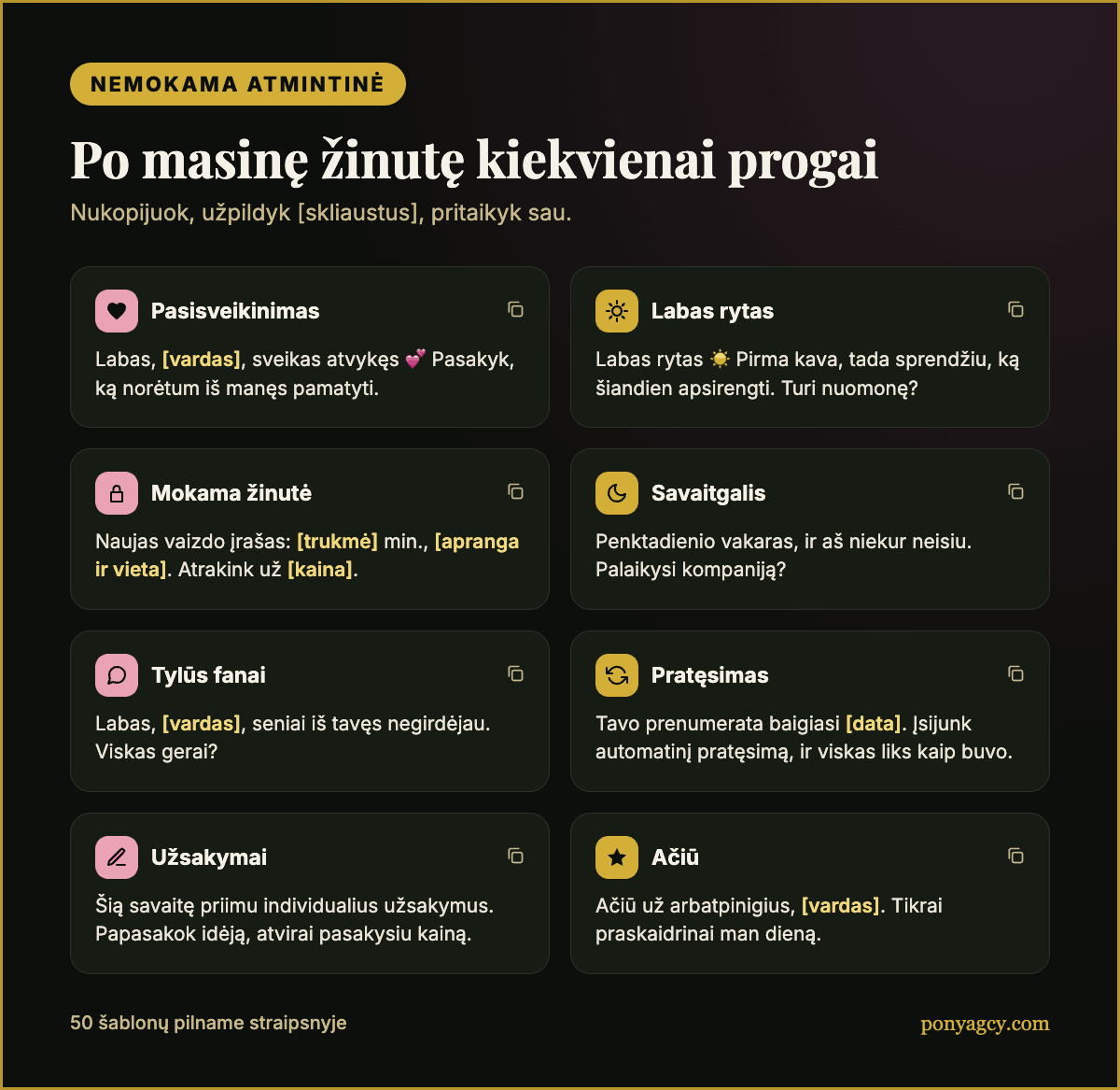 Nemokama atmintinė: po vieną masinę žinutę kiekvienai progai